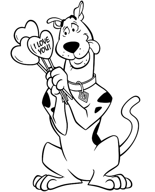 Scooby-doo Coloring Page for Valentine’s Day