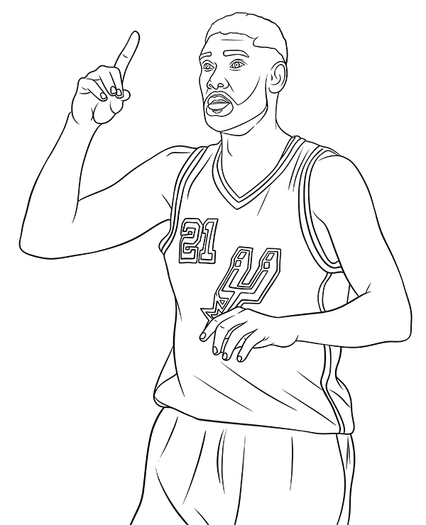 Tim Duncan Coloring Picture Basketball