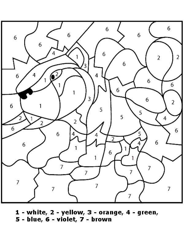 Saber-toothed Tiger Color by Number Picture