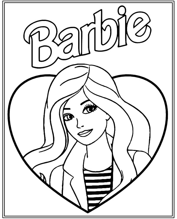 Barbie Coloring Page Heart