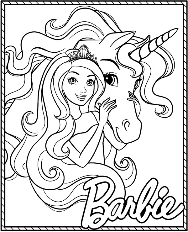 Barbie Coloring Sheet Unicorn