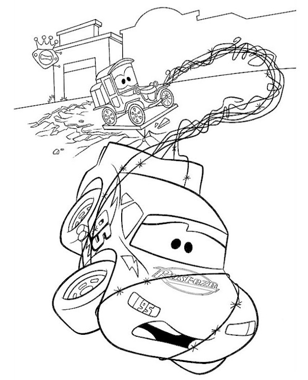 Tow Mater and Mcqueen Coloring Page