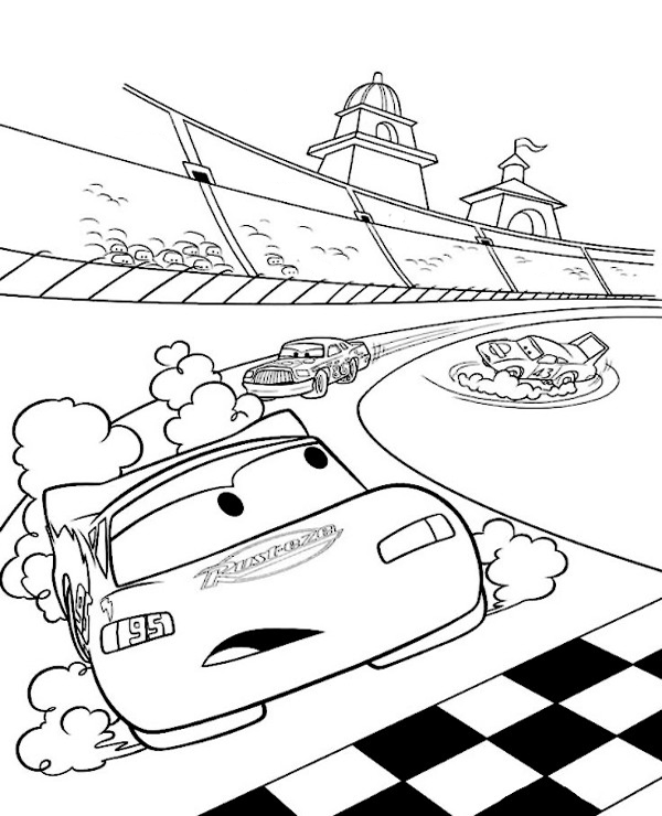 Racing Cars on Coloring Page