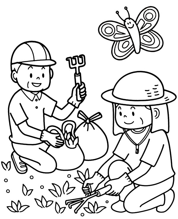 Planting Plants Coloring Page