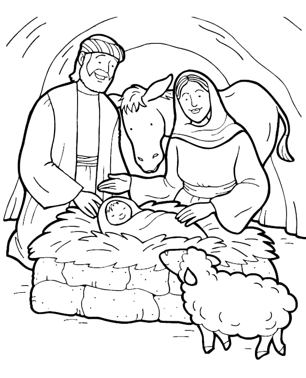 Jesus Birth Coloring Picture Christian