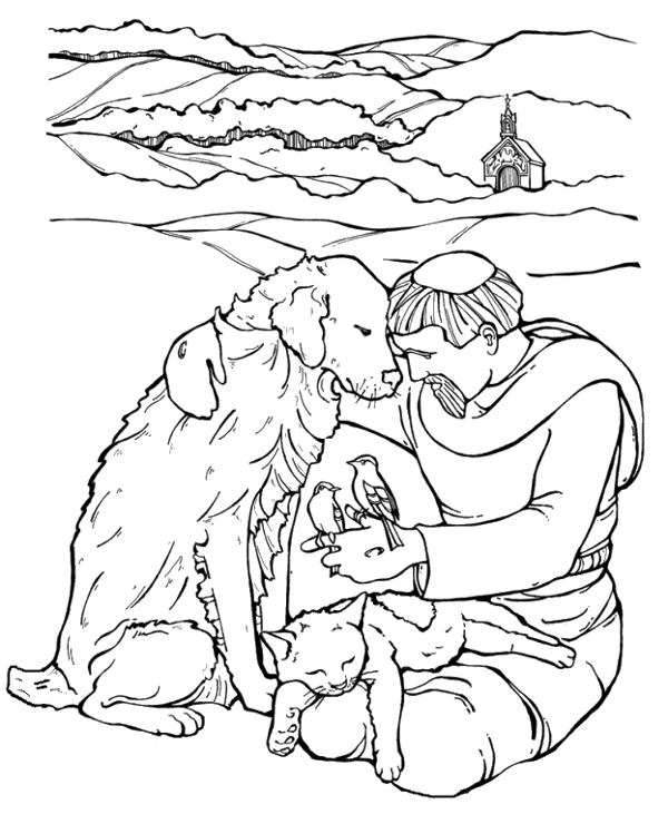 Coloring Sheet with Francis of Assisi