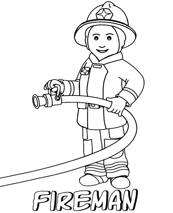 Fireman Coloring Page for Children