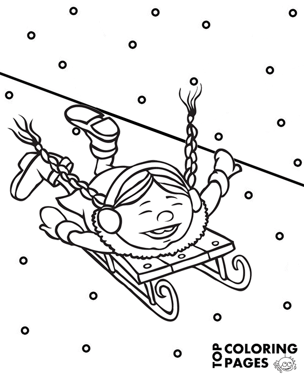 Winter Sledding Coloring Page