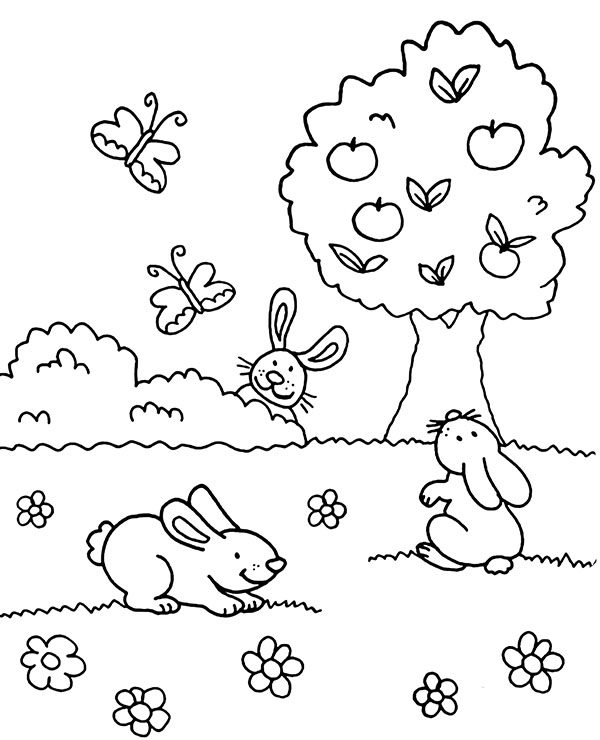 Easy Spring Coloring Page