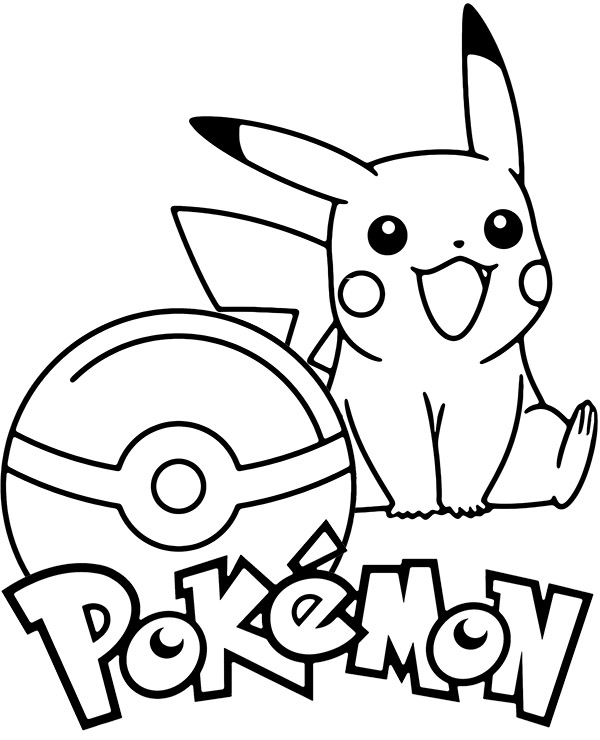 Pikachu & Pokeball Coloring Page