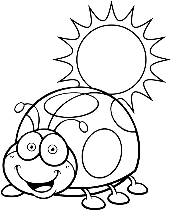 Ladybird and Sun Coloring Page