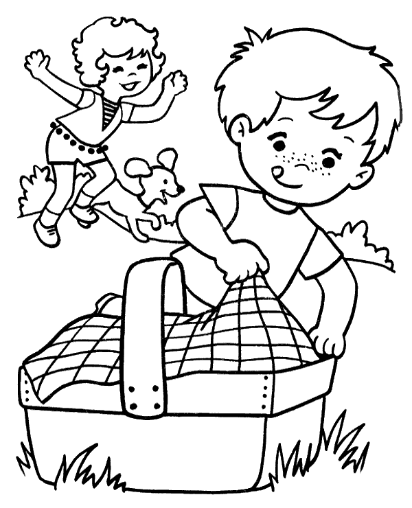 Picnic in the Meadow Coloring Sheet