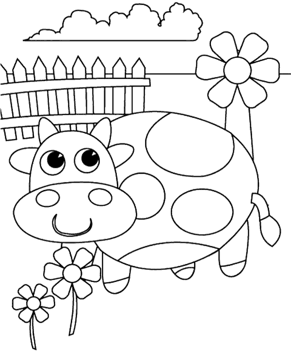 Easy Coloring Page Cow