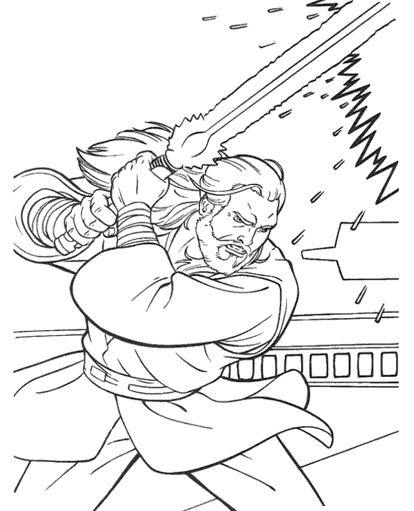 Star Wars Qui Gon Jinn Coloring Page
