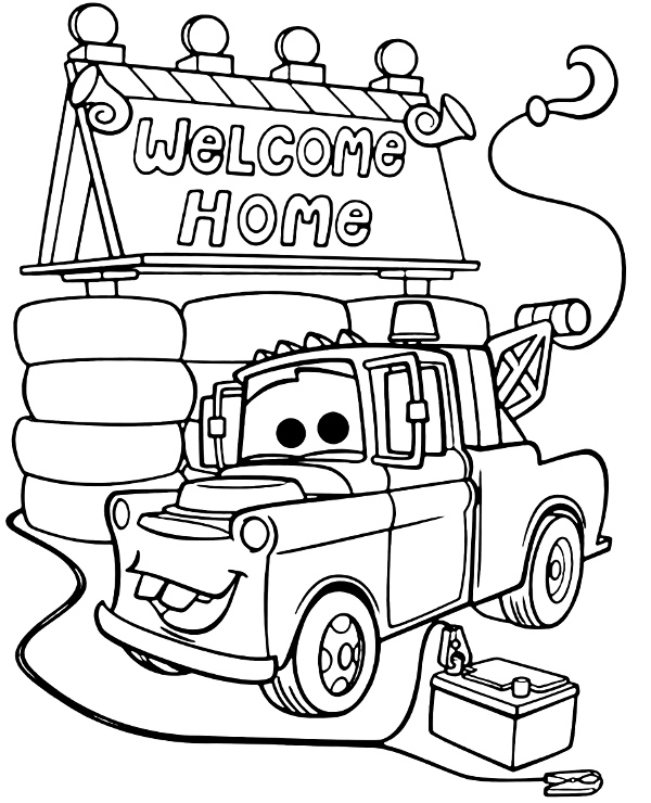 Tow Mater Coloring Page Cars