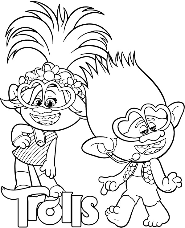 Poppy & Branch Coloring Page Trolls