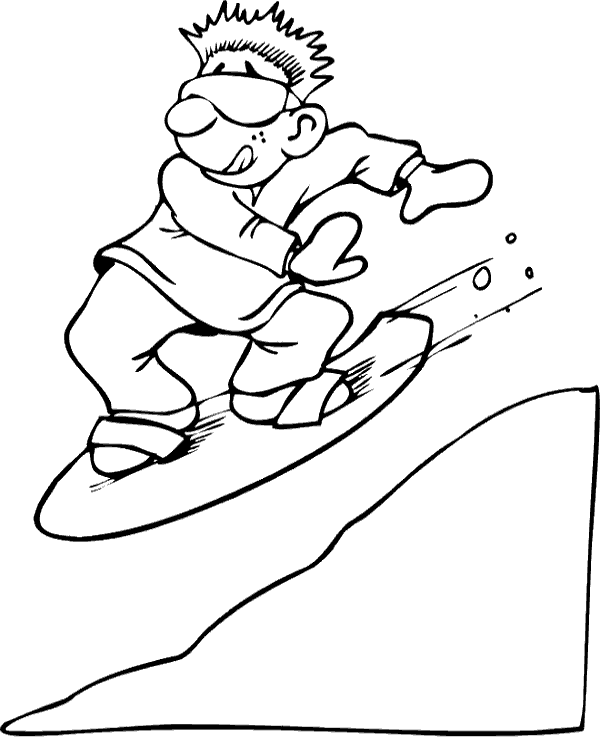 Snowboarding Printable Coloring Sheet