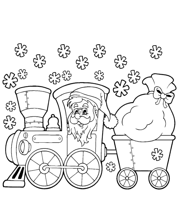 Santa with Presents Coloring Page for Winter